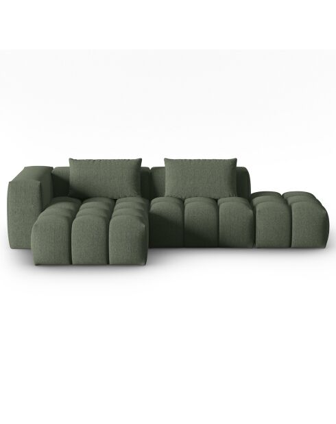 Canapé d'angle gauche Modulaire Lorella 4 Places vert olive foncé - 265x145x70 cm