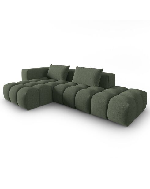 Canapé d'angle gauche Modulaire Lorella 4 Places vert olive foncé - 265x145x70 cm