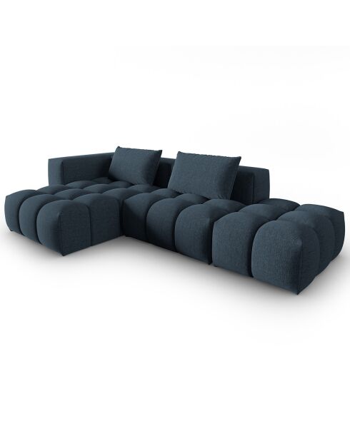 Canapé d'angle gauche Modulaire Lorella 4 Places bleu foncé - 265x145x70 cm
