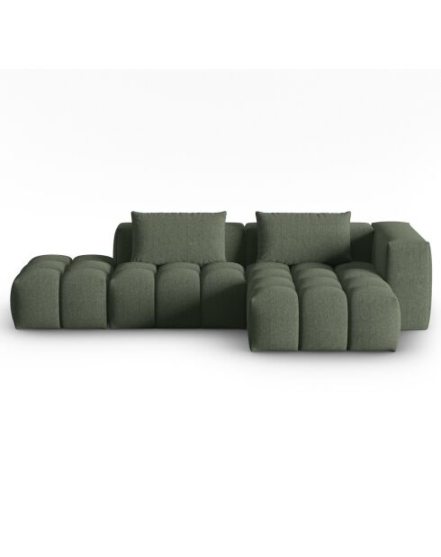 Canapé d'angle droit Modulaire Lorella 4 Places vert olive foncé - 265x145x70 cm