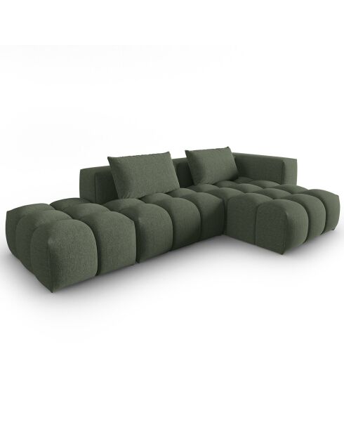 Canapé d'angle droit Modulaire Lorella 4 Places vert olive foncé - 265x145x70 cm