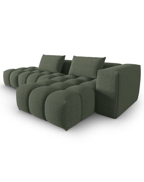 Canapé d'angle droit Modulaire Lorella 4 Places vert olive foncé - 265x145x70 cm
