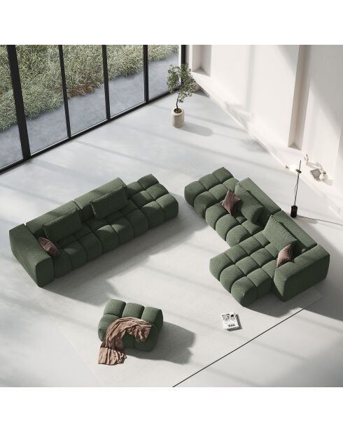 Canapé d'angle droit Modulaire Lorella 4 Places vert olive foncé - 265x145x70 cm