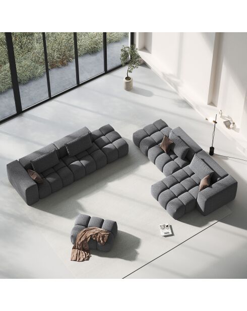 Canapé d'angle droit Modulaire Lorella 4 Places gris - 265x145x70 cm