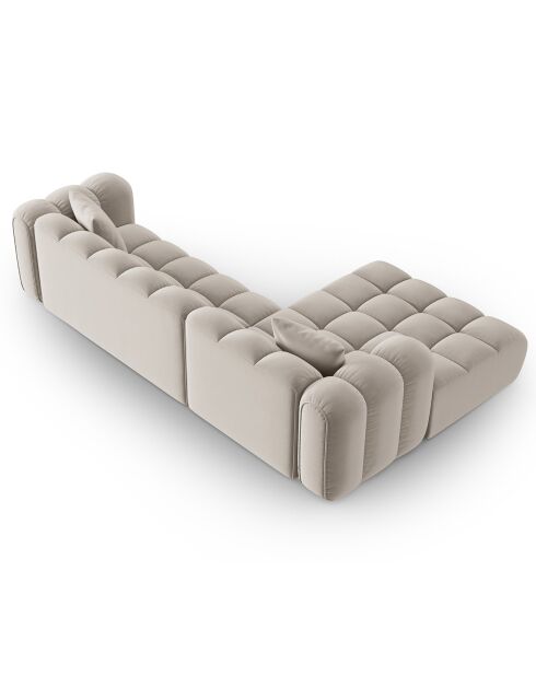 Clotilde Velours Clotilde Divano Angolare Sinistro Modulare a 4 Posti Beige Chiaro - 288x177x70 cm