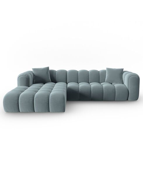 Clotilde Velours Clotilde Ecksofa für 4 Personen, modular, links, 288 x 177 x 70 cm, hellblau
