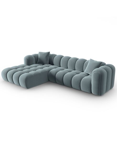 Clotilde Velours Clotilde Ecksofa für 4 Personen, modular, links, 288 x 177 x 70 cm, hellblau