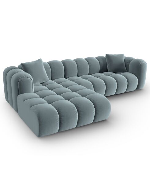 Clotilde Velours Clotilde Ecksofa für 4 Personen, modular, links, 288 x 177 x 70 cm, hellblau