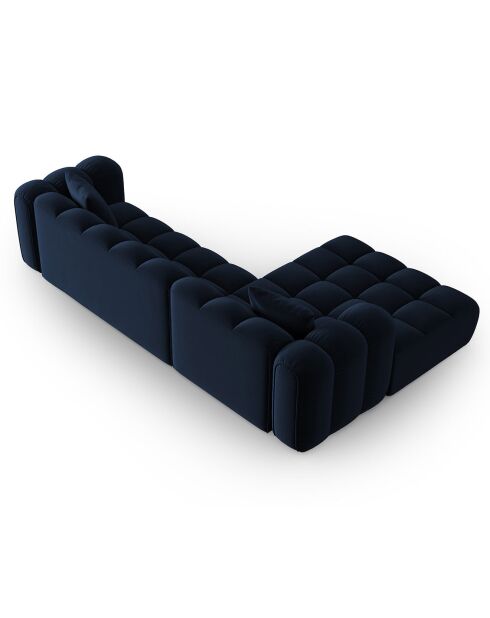Canapé d'angle gauche Modulaire Velours Clotilde 4 Places bleu roi - 288x177x70 cm