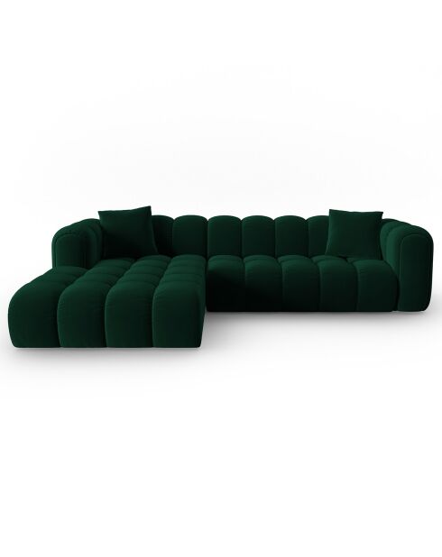 Canapé d'angle gauche Modulaire Velours Clotilde 4 Places vert bouteille - 288x177x70 cm