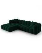 Canapé d'angle gauche Modulaire Velours Clotilde 4 Places vert bouteille - 288x177x70 cm