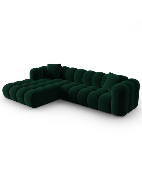 Canapé d'angle gauche Modulaire Velours Clotilde 4 Places vert bouteille - 288x177x70 cm