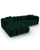 Canapé d'angle gauche Modulaire Velours Clotilde 4 Places vert bouteille - 288x177x70 cm
