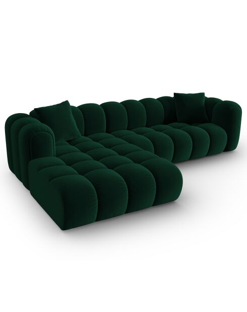 Canapé d'angle gauche Modulaire Velours Clotilde 4 Places vert bouteille - 288x177x70 cm