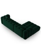 Canapé d'angle gauche Modulaire Velours Clotilde 4 Places vert bouteille - 288x177x70 cm