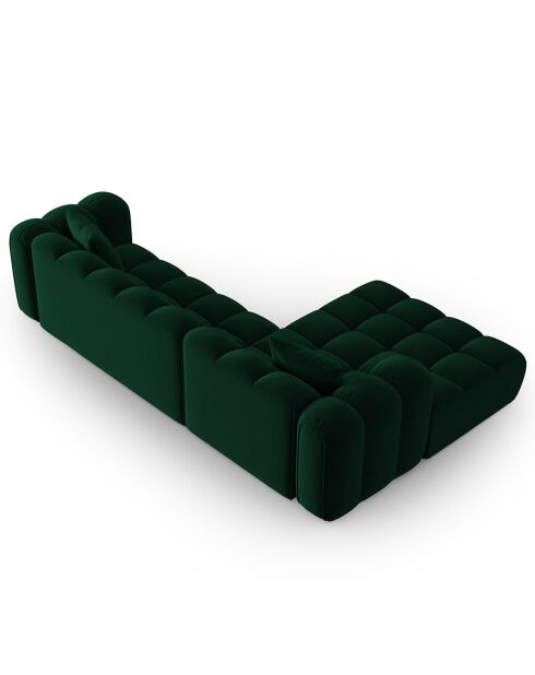 Canapé d'angle gauche Modulaire Velours Clotilde 4 Places vert bouteille - 288x177x70 cm