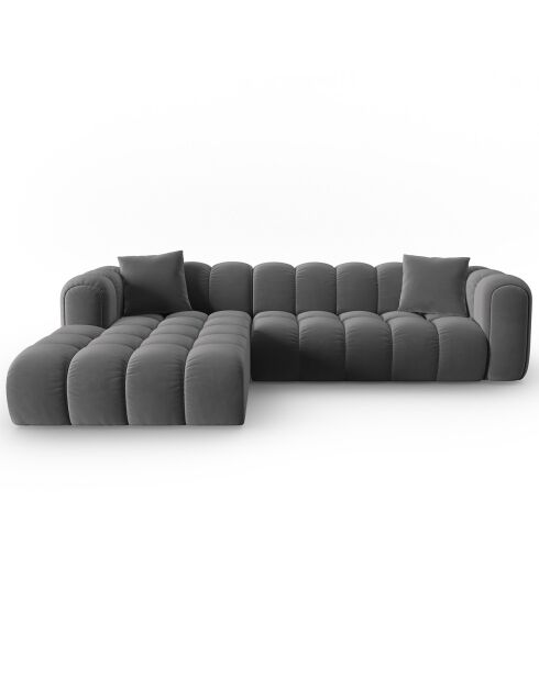 Clotilde Velours Clotilde Divano Angolare Sinistro Modulare 4 Posti in Cemento - 288x177x70 cm