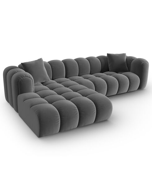 Clotilde Velours Clotilde Divano Angolare Sinistro Modulare 4 Posti in Cemento - 288x177x70 cm