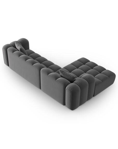 Clotilde Velours Clotilde Divano Angolare Sinistro Modulare 4 Posti in Cemento - 288x177x70 cm