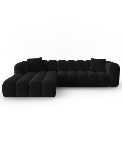 Canapé d'angle gauche Modulaire Velours Clotilde 4 Places noir - 288x177x70 cm
