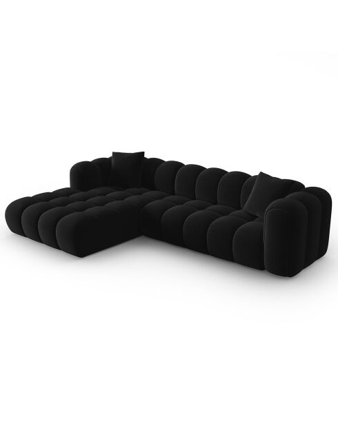 Canapé d'angle gauche Modulaire Velours Clotilde 4 Places noir - 288x177x70 cm