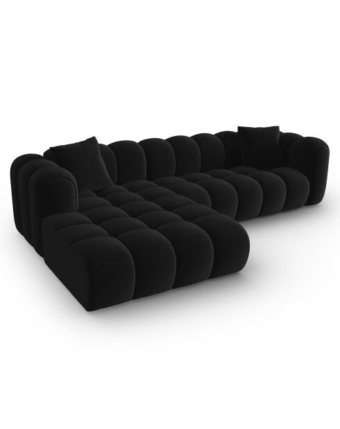 Canapé d'angle gauche Modulaire Velours Clotilde 4 Places noir - 288x177x70 cm