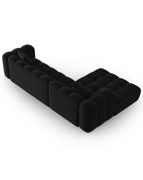 Canapé d'angle gauche Modulaire Velours Clotilde 4 Places noir - 288x177x70 cm