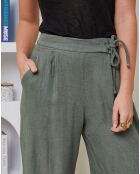 Pantalon 100% Lin Lola kaki