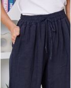 Pantalon 100% Lin Ilana marine
