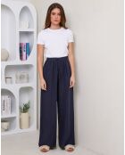 Pantalon 100% Lin Ilana marine