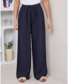 Pantalon 100% Lin Ilana marine