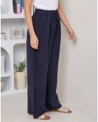 Pantalon 100% Lin Ilana marine