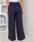 Pantalon 100% Lin Ilana marine