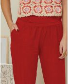 Pantalon 100% Lin Laurie rouge