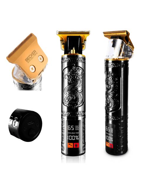 Tondeuse sans fil avec ecran led dragon noire