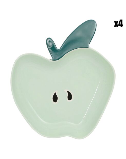 4 Coupelles pommes Les fruit's dété vertes - 21.5x19x4 cm