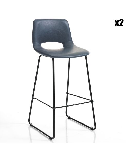2 Tabourets de bar leonel gris/noir - 100x45x49.5 cm