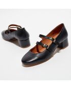 Babies en Cuir Louise noires - Talon 4 cm