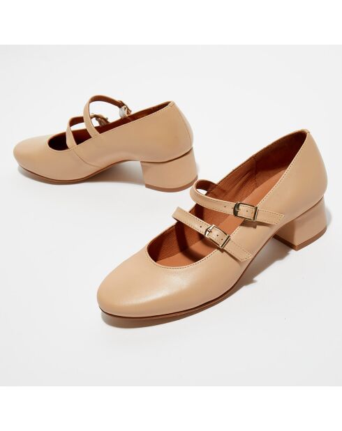 Babies en Cuir Louise nude - Talon 4 cm