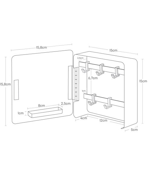 Boite à clés magnétiques Tower noire - 15.8x5.5x15.8 cm