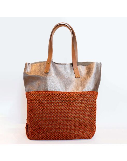 Cabas en Cuir Alon orange - 43x12x43 cm