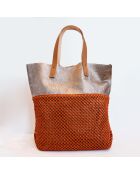 Cabas en Cuir Alon orange - 43x12x43 cm