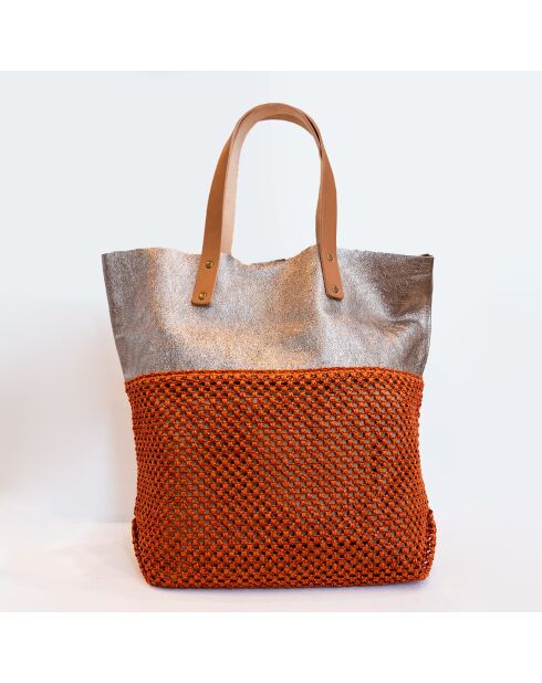 Cabas en Cuir Alon orange - 43x12x43 cm