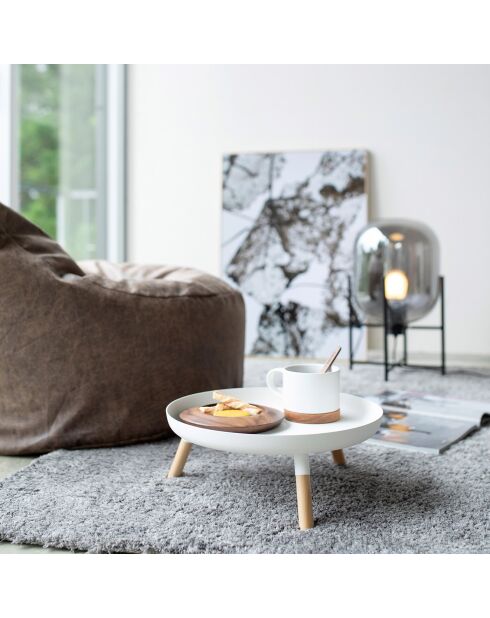 Plateau rond avec pieds Platine blanc - D.32 cm