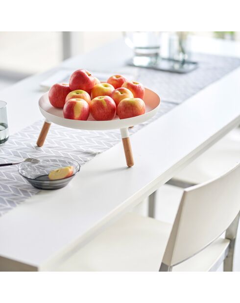 Plateau rond avec pieds Platine blanc - D.32 cm