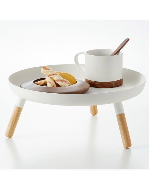 Plateau rond avec pieds Platine blanc - D.32 cm