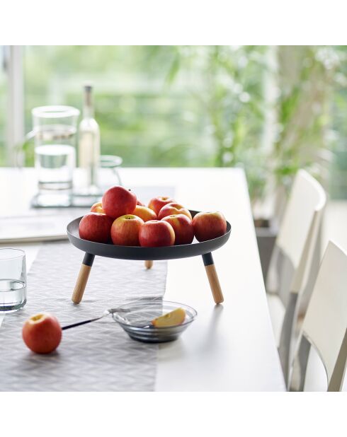 Plateau rond avec pieds Platine noir - D.32 cm