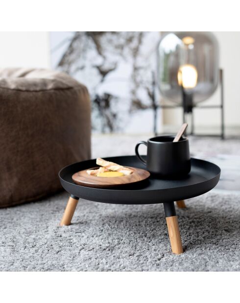 Plateau rond avec pieds Platine noir - D.32 cm