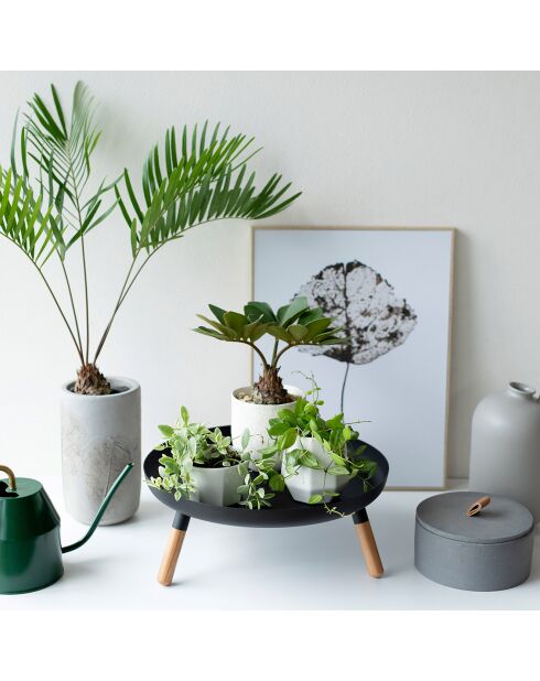 Plateau rond avec pieds Platine noir - D.32 cm