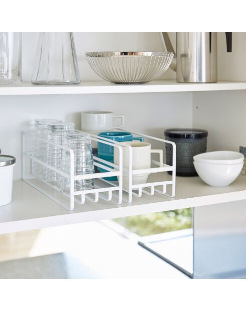 Bicchiere a torre e portabicchieri bianco - 11x33,2x12 cm